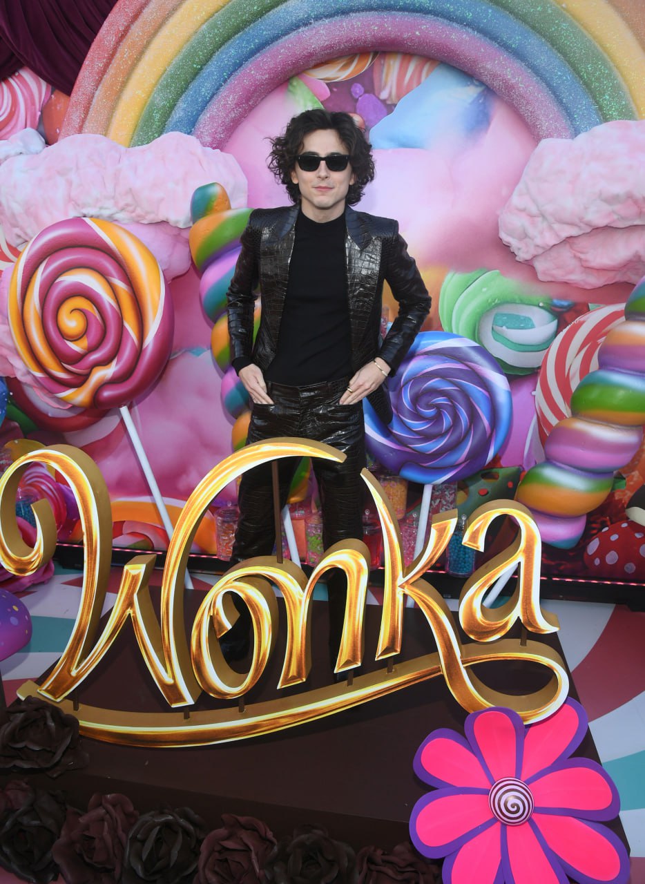 Тимоти Шаламе на презентации фильма &quot;Вонка&quot; в Лос-Анджелесе показал, как носить кожаный костюм (фото)